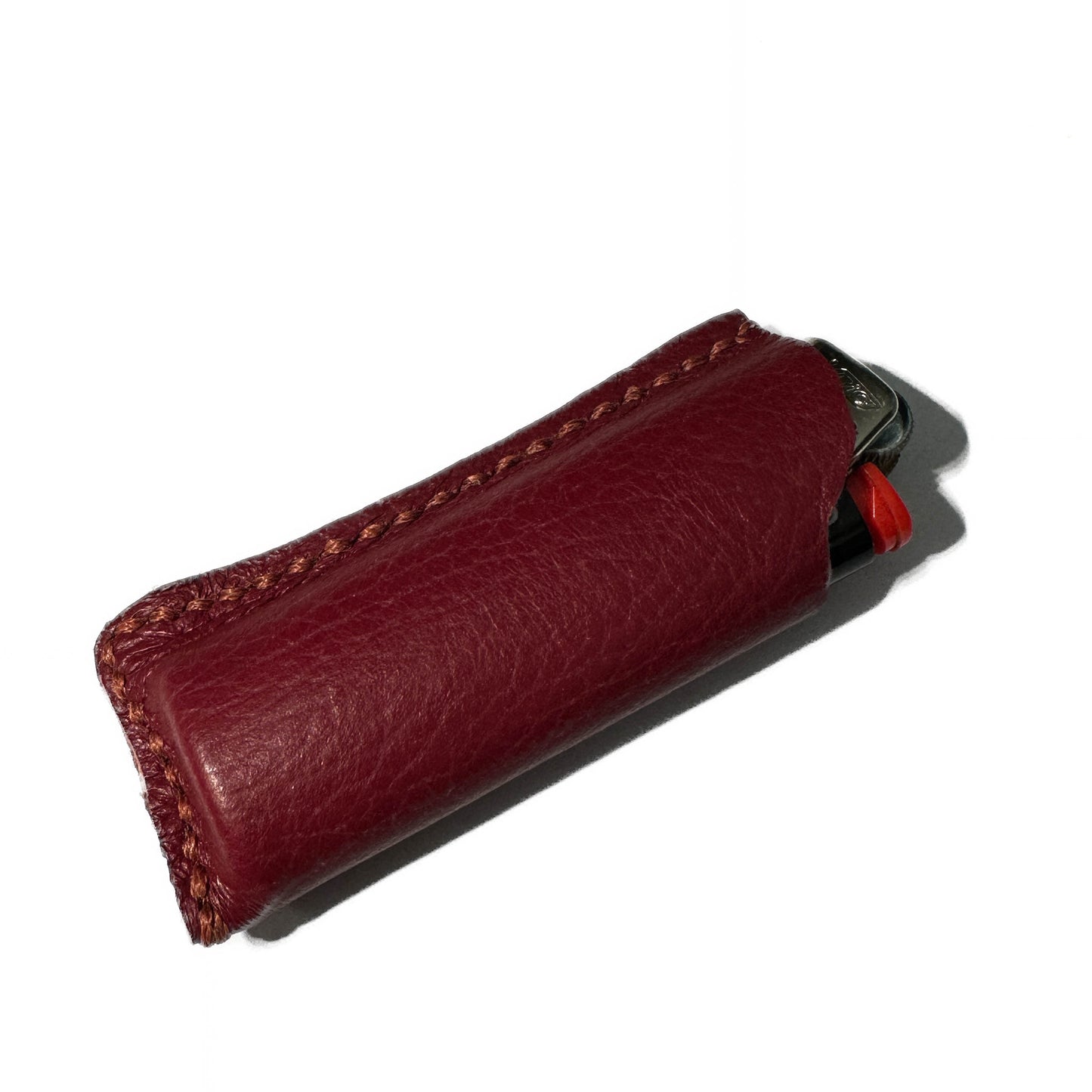 LIGHTER HOLSTER: Pebbled Ruby & Ruby Waxed Thread
