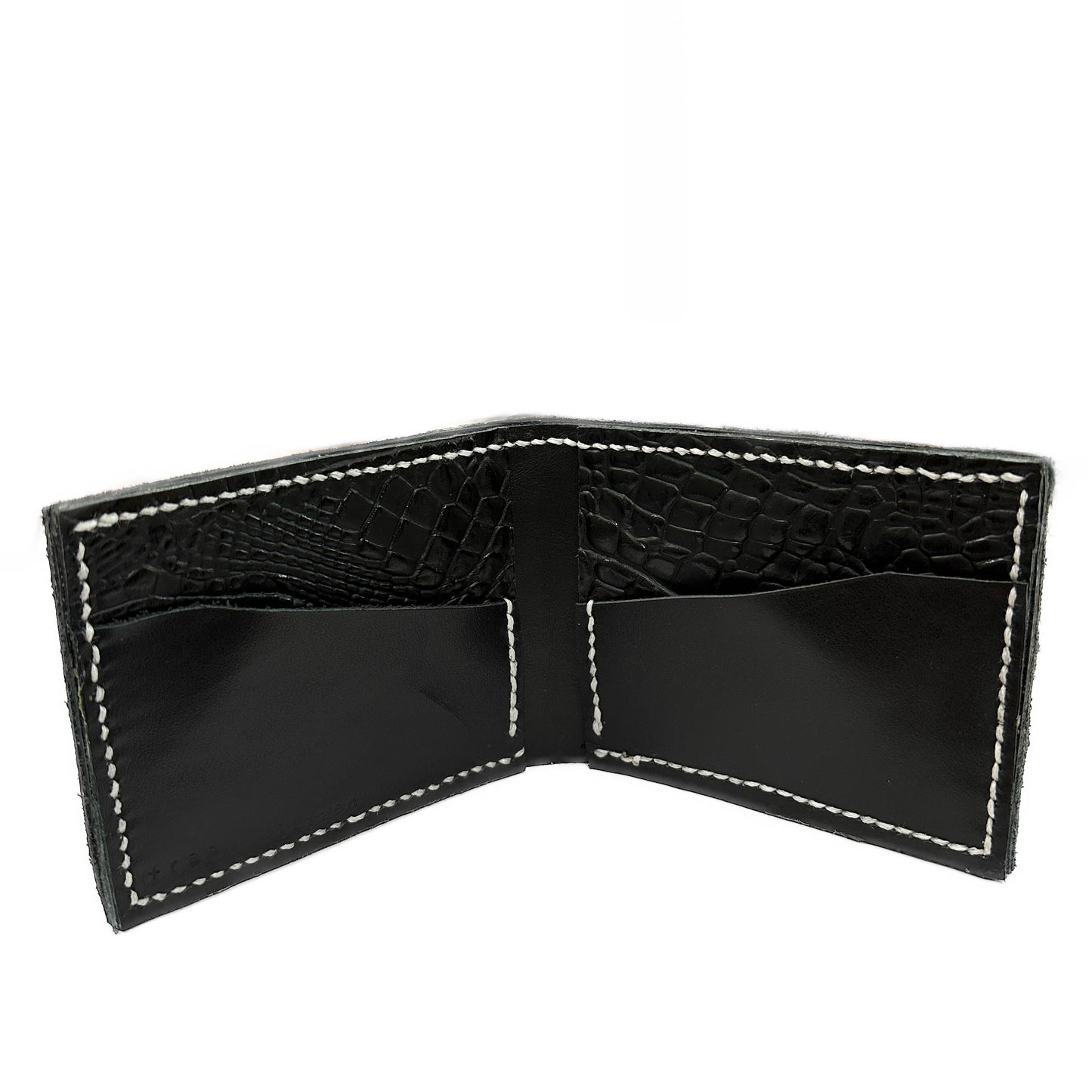 CLASSIC BIFOLD: Smooth Black & Obsidian Crocodile