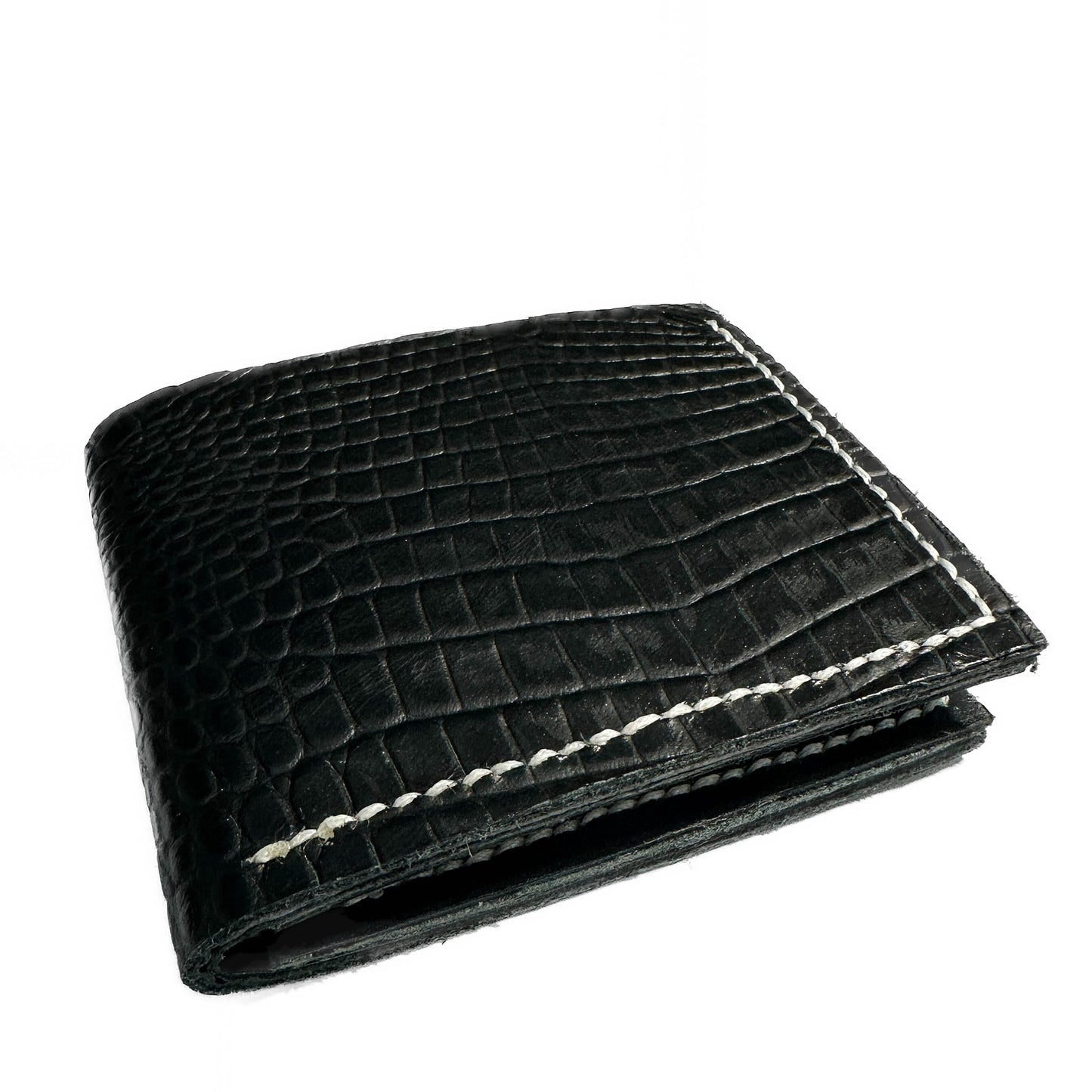 CLASSIC BIFOLD: Smooth Black & Obsidian Crocodile
