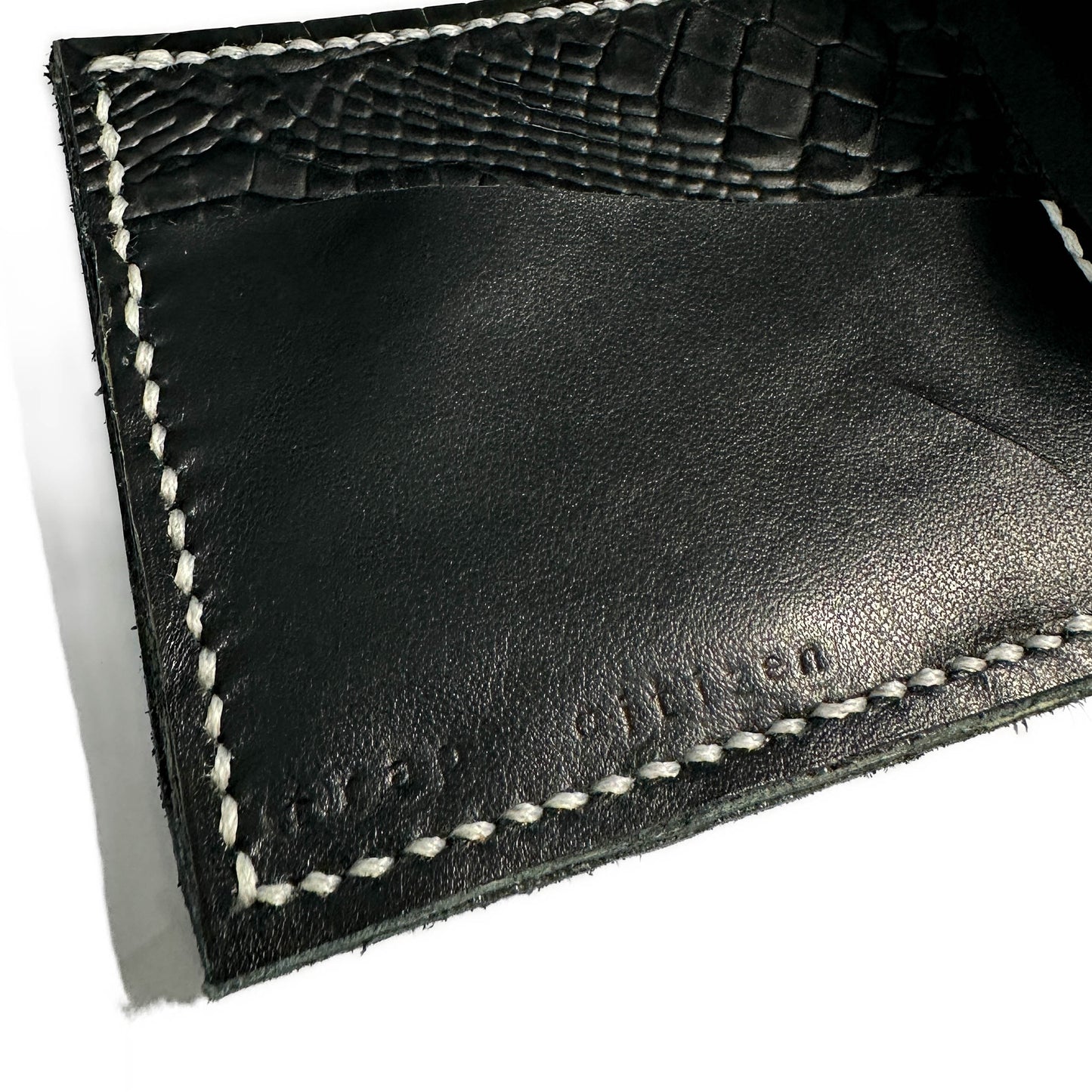 CLASSIC BIFOLD: Smooth Black & Obsidian Crocodile