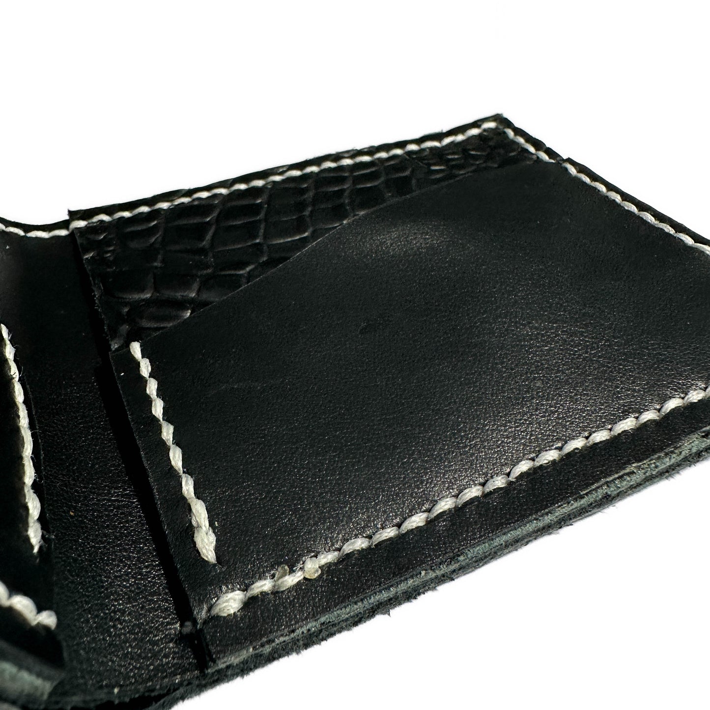 CLASSIC BIFOLD: Smooth Black & Obsidian Crocodile