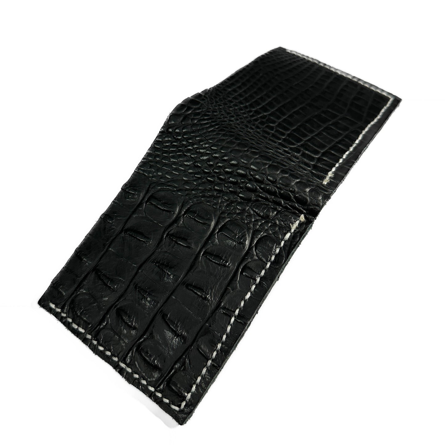 CLASSIC BIFOLD: Smooth Black & Obsidian Crocodile