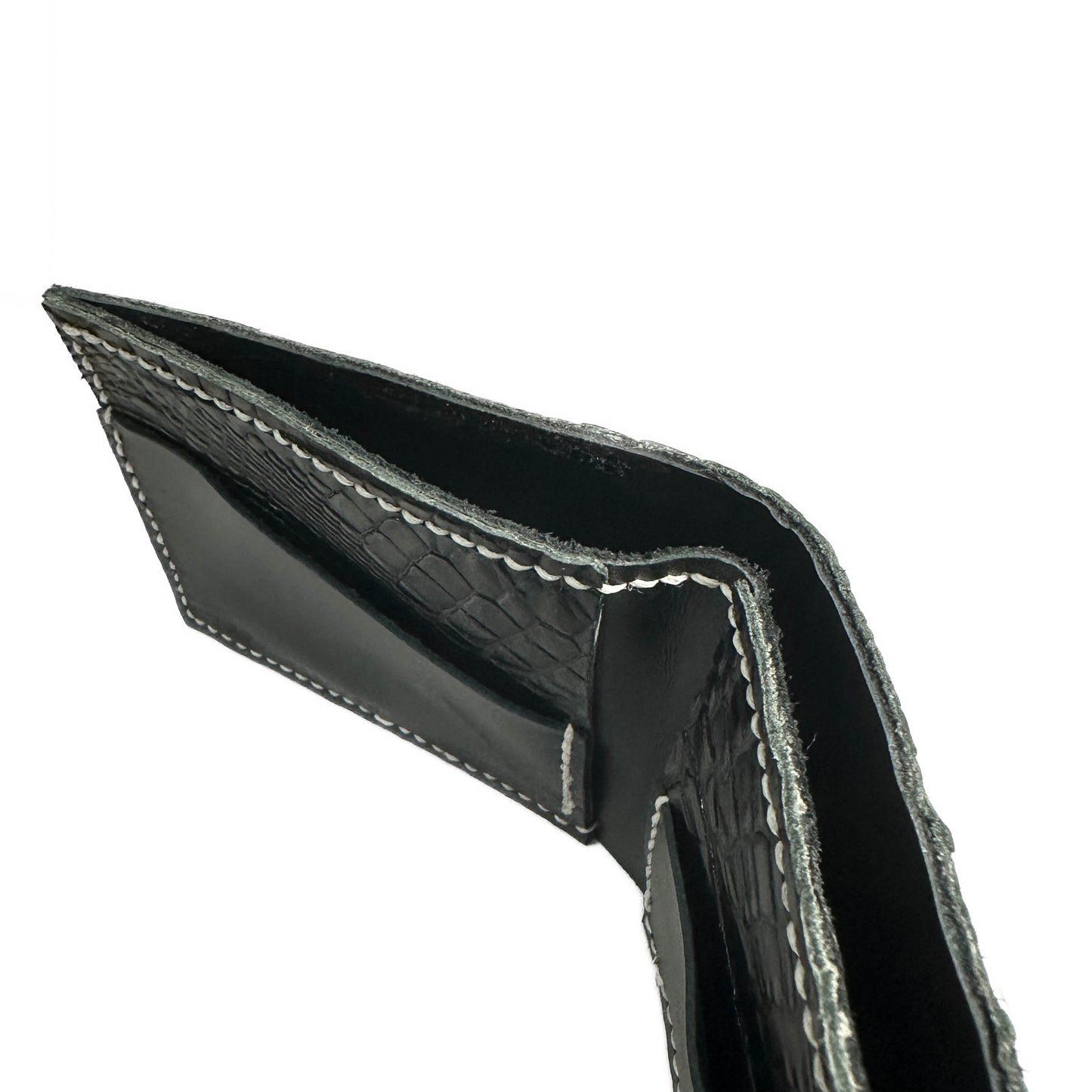 CLASSIC BIFOLD: Smooth Black & Obsidian Crocodile