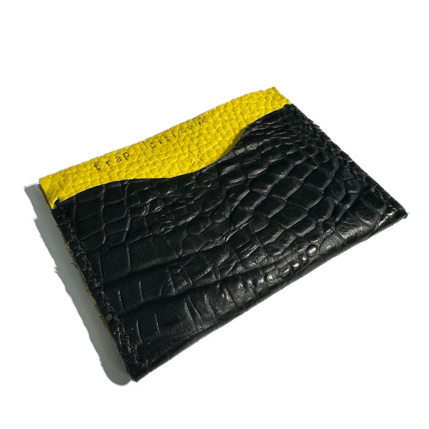 CLASSIC CARD HOLDER: Hazard Leather & Obsidian Crocodile