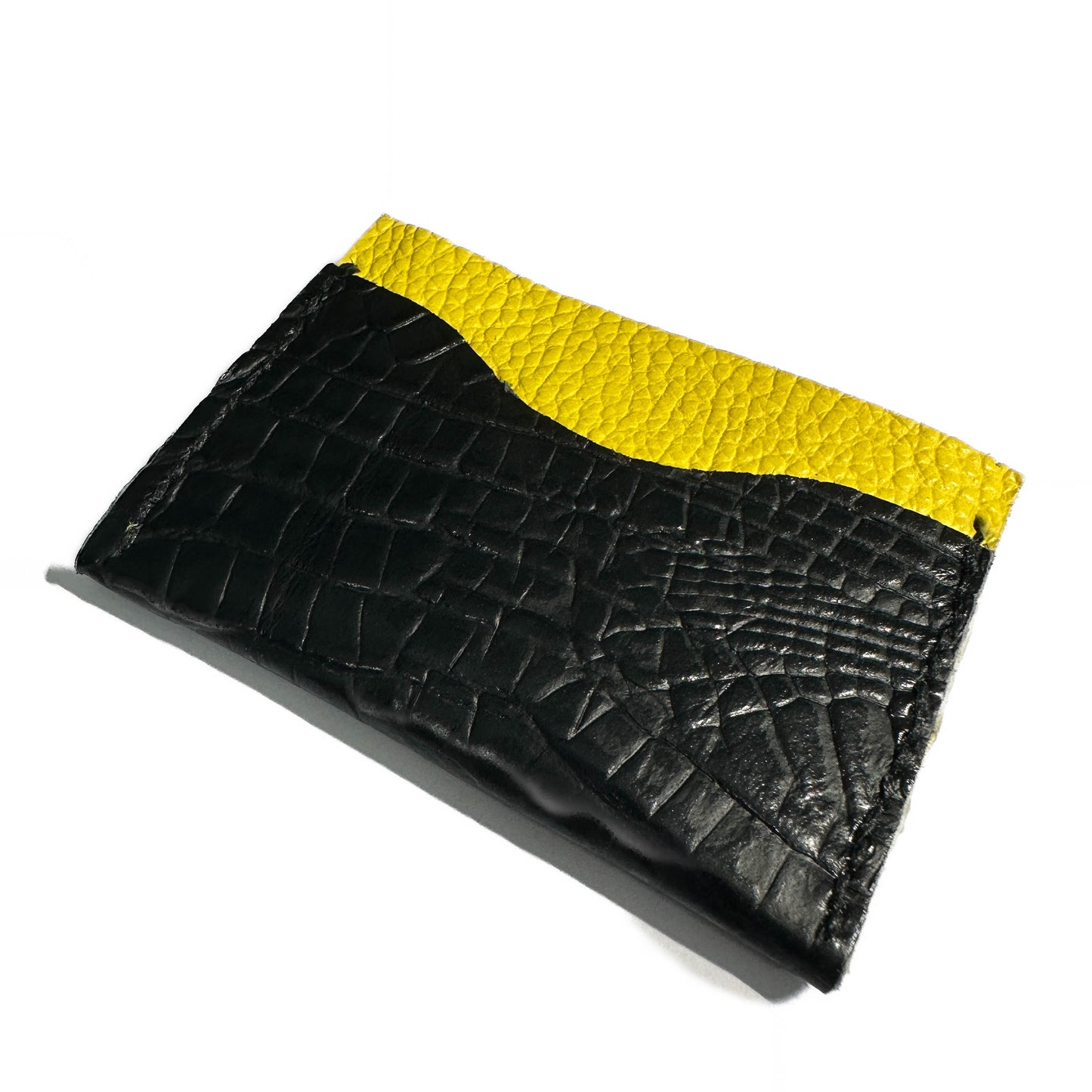 CLASSIC CARD HOLDER: Hazard Leather & Obsidian Crocodile