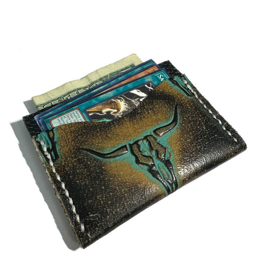 CLASSIC CARD HOLDER: Obsidian Leather & Apocalyptic Steers